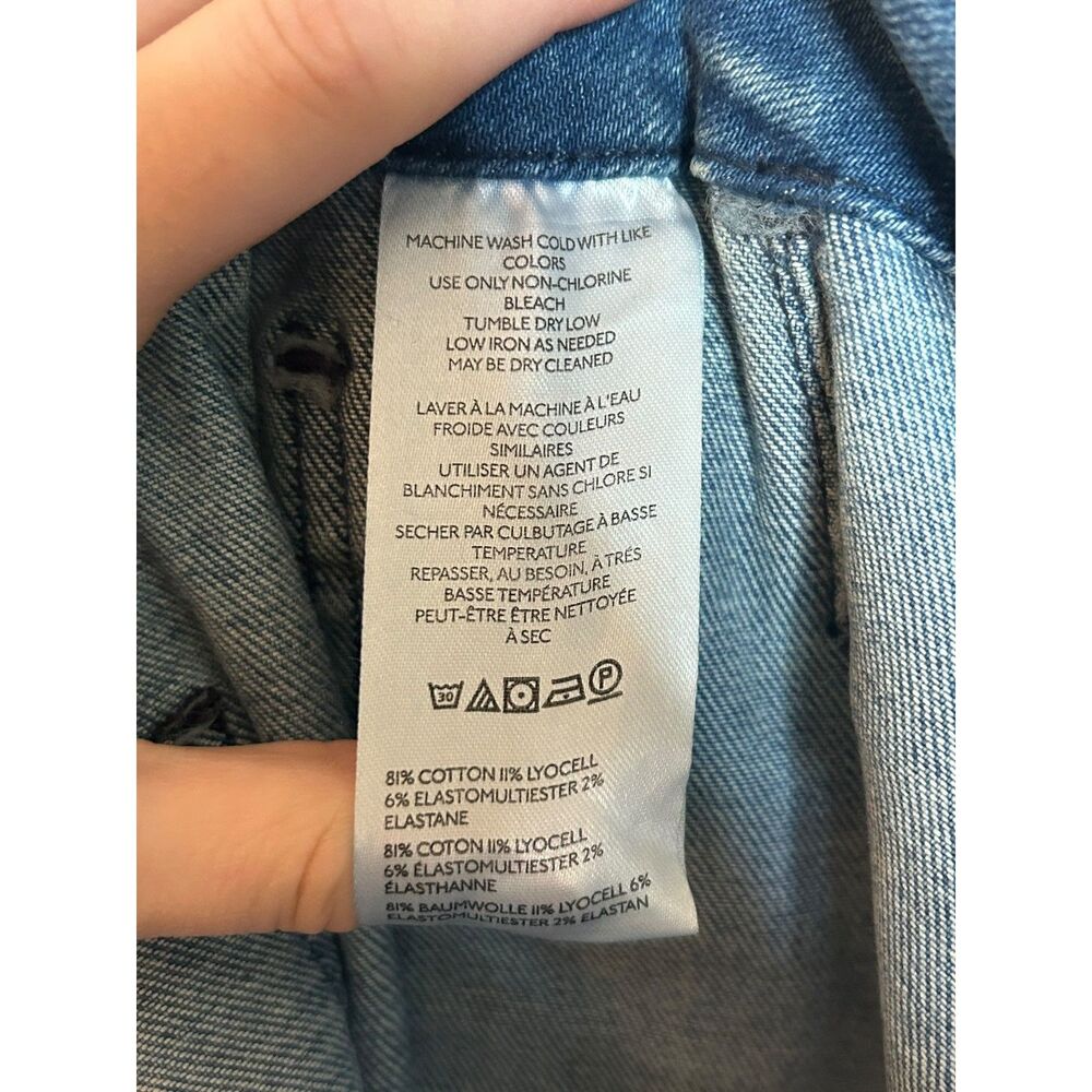 👖 ANTHRO MAEVE THE COLLETTE WIDE LEG HIGH RISE CROP LIGHT WASH "PALMS" SIZE 27 - Picture 7 of 8